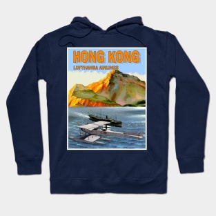 Lufthansa Airlines Vintage Fly to Hong Kong Travel Advertising Poster Print Hoodie